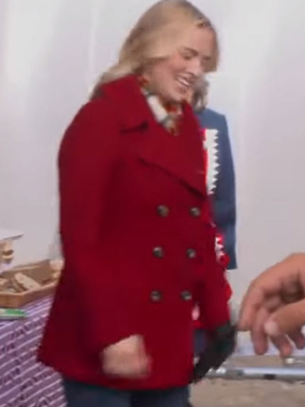 Christmas On Windmill Way Christa Taylor Brown Wool Red Coat on Sale