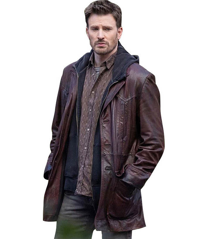 Christmas Red One Chris Evans Brown Leather Jacket Black Friday Sale
