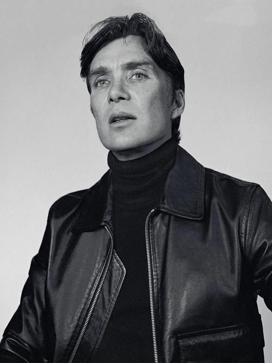 Cillian Murphy Bomber Black Leather Jacket Free Shipping UK USA Canada