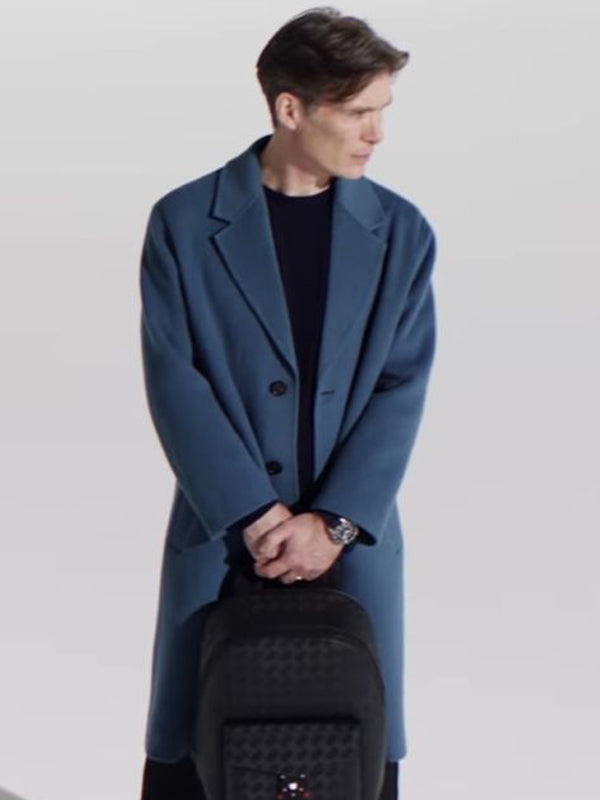 Cillian Murphy Peaky Blinders Blue Wool Trench Coat Winter Sale