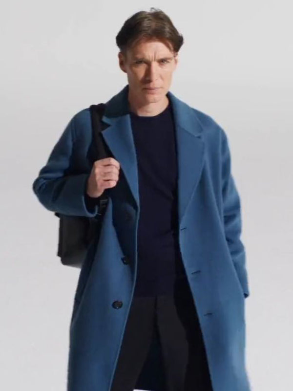 Cillian Murphy Peaky Blinders Blue Wool Trench Coat