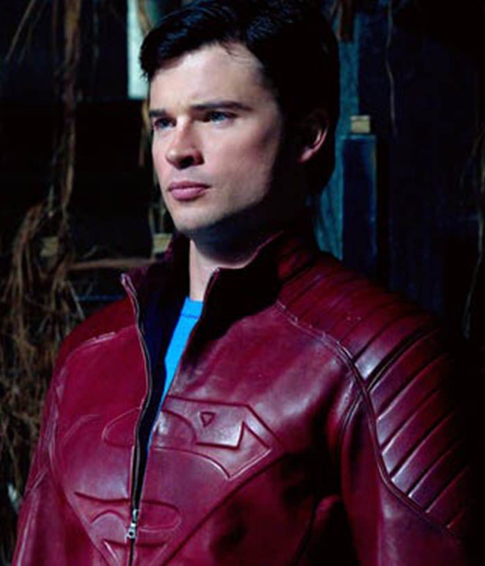 Clark Kent Smallville Superman Maroon Leather Jacket Free Shipping UK USA Canada