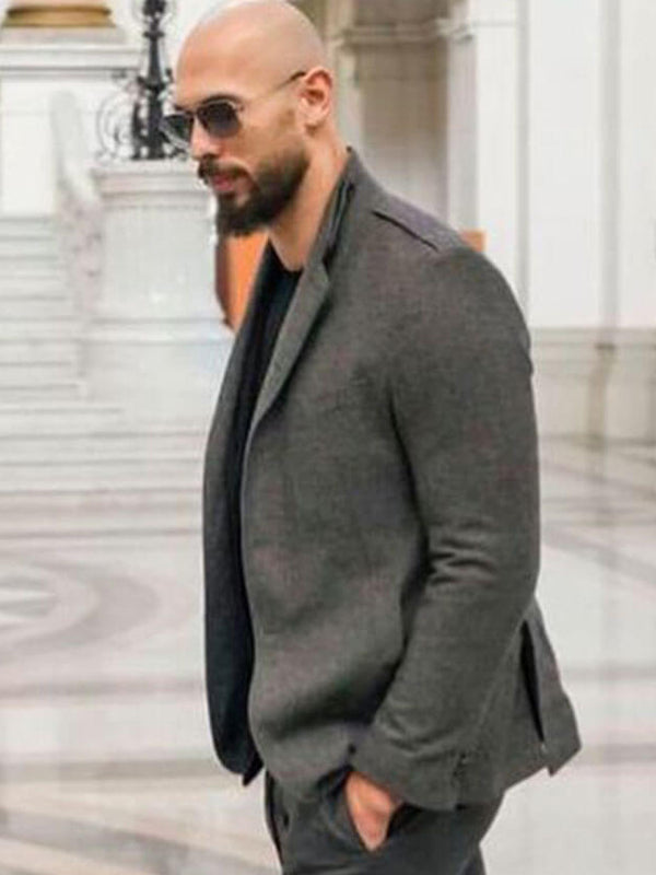 Cobra Top G Andrew Tate Gray Wool Blazer Celebrity Outfits