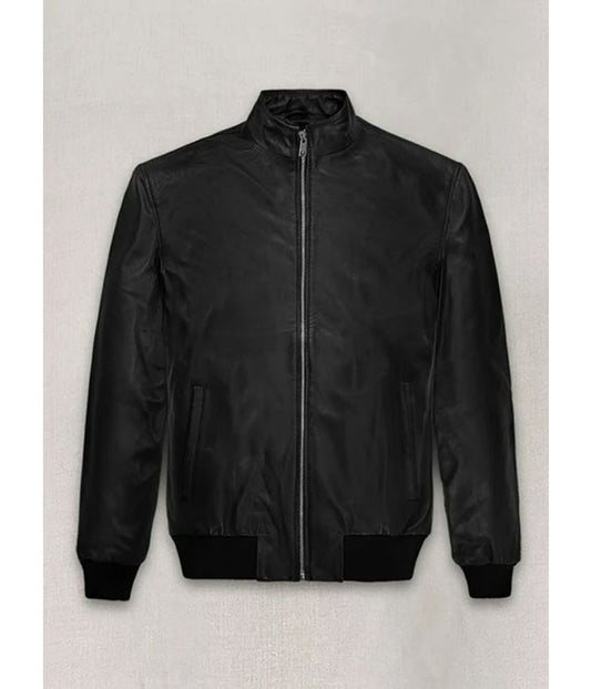 Cristiano Ronaldo Black Bomber Leather Jacket Buy now