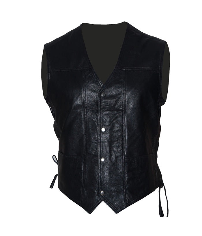 Daryl Dixon The Walking Dead Biker Black Leather Vest Free Shipping UK USA France
