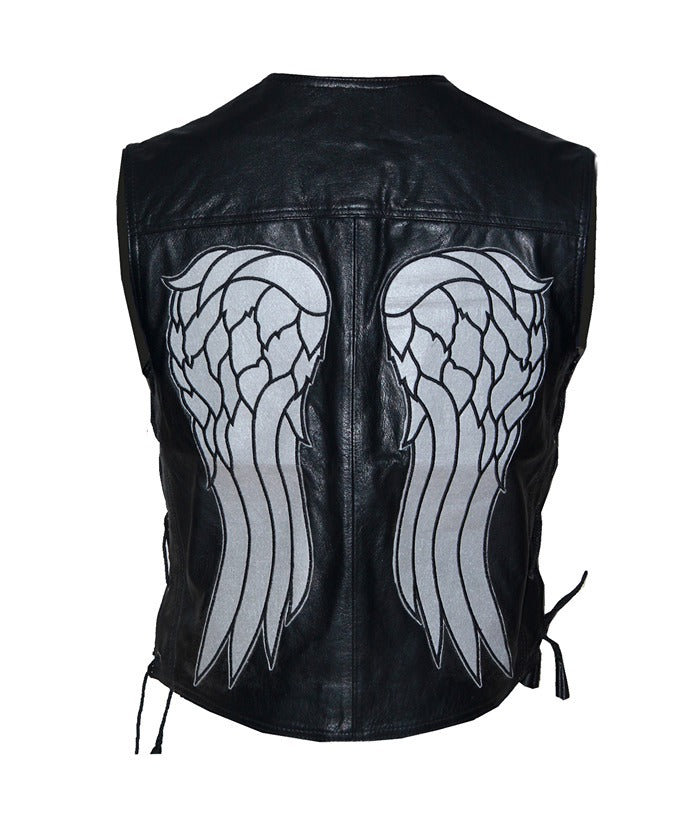 Daryl Dixon The Walking Dead Biker Black Leather Vest herren motorrad jacke