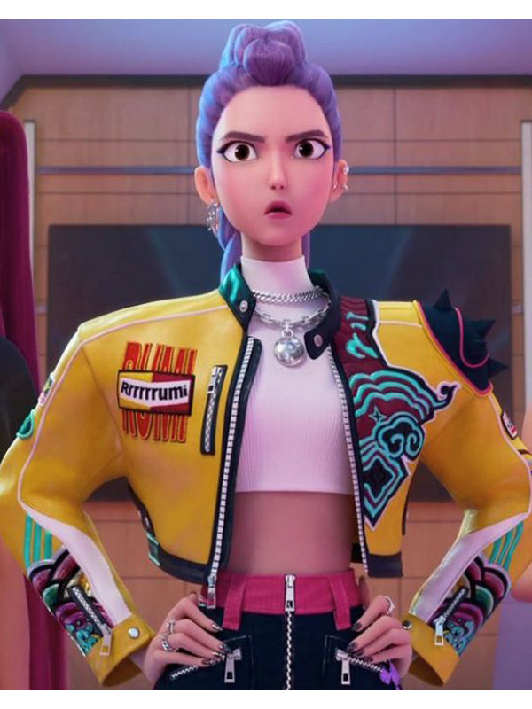 Demon Hunters KPop Yellow Leather Jacket Rumi Costume Gifts For Her