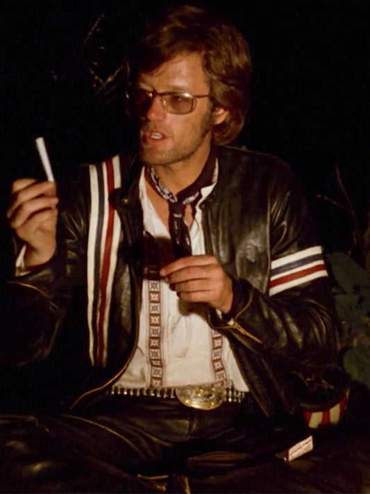 Easy Rider Peter Fonda Vintage Black Leather Jacket Black Friday Sale