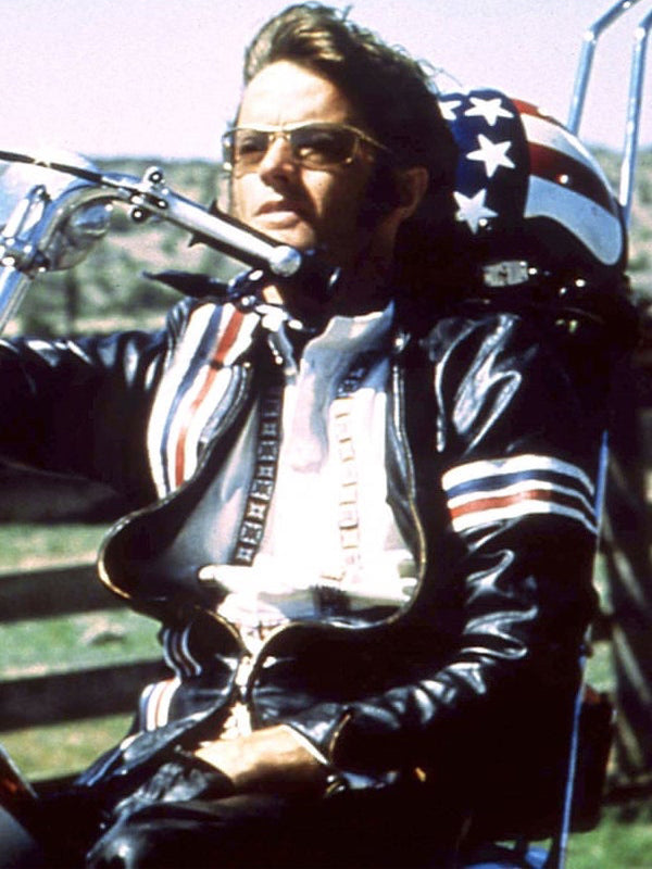 Easy Rider Peter Fonda Vintage Black Leather Jacket Free Shipping UK USA Canada