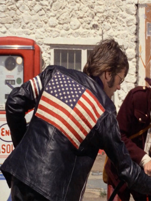 Easy Rider Peter Fonda Vintage Black Leather Jacket Halloween Costume