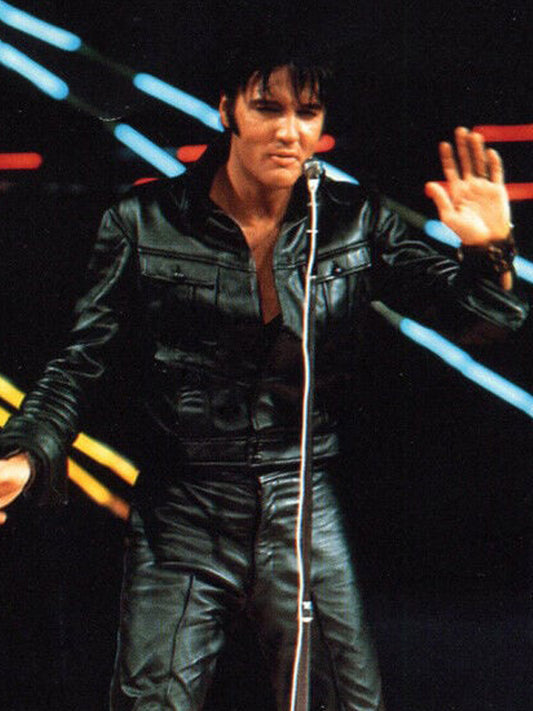 Elvis Presley King Of Rock Black Leather Jacket Shop now