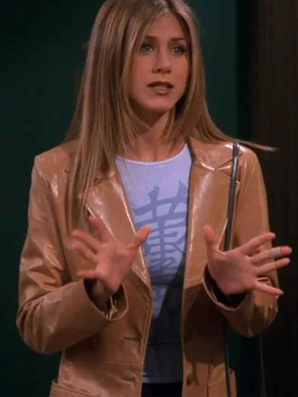 Friends Rachel Jennifer Aniston Tan Brown Leather Blazer