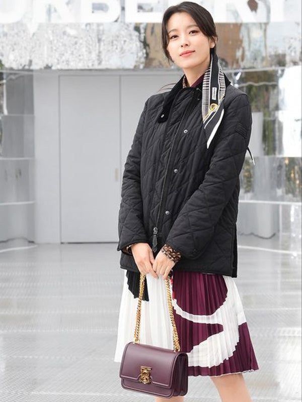 Han Hyo Joo Korean Quilted Black Cotton Jacket Free Shipping UK USA Canada