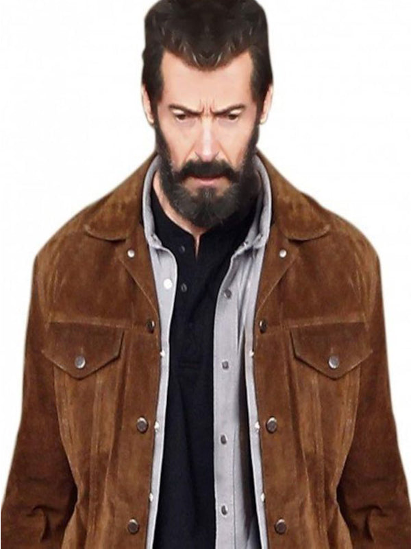 Hugh Jackman Logan Wolverine Brown Suede Jacket Christmas Sale