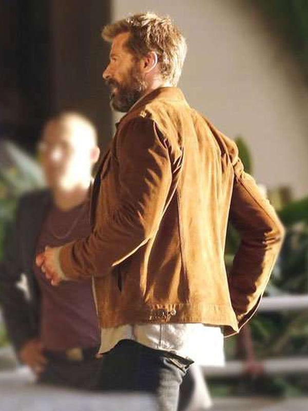 Hugh Jackman Logan Wolverine Brown Suede Jacket Free Shipping UK USA Canada