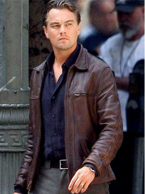 Inception Leonardo Di Caprio Brown Leather Jacket Free Shipping UK USA Canada