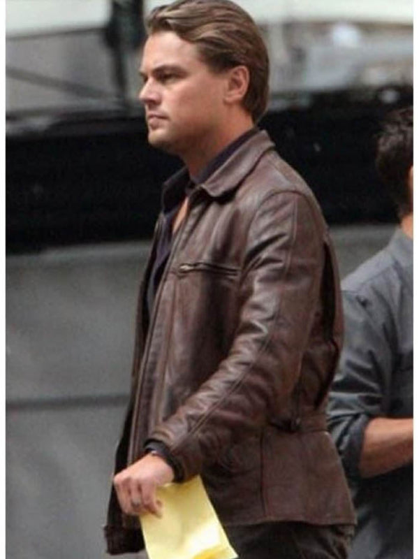 Inception Leonardo Di Caprio Brown Leather Jacket on Sale