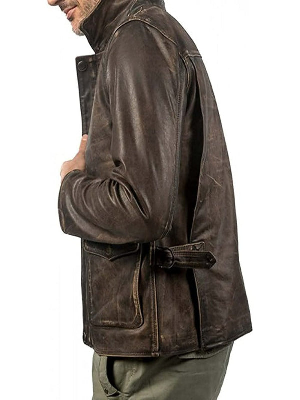 Indiana Jones and The Dial Of Destiny Distressed Leather Jacket Cyber Monday Sale