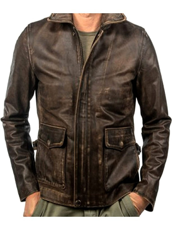 Indiana Jones and The Dial Of Destiny Distressed Leather Jacket Easter Sale