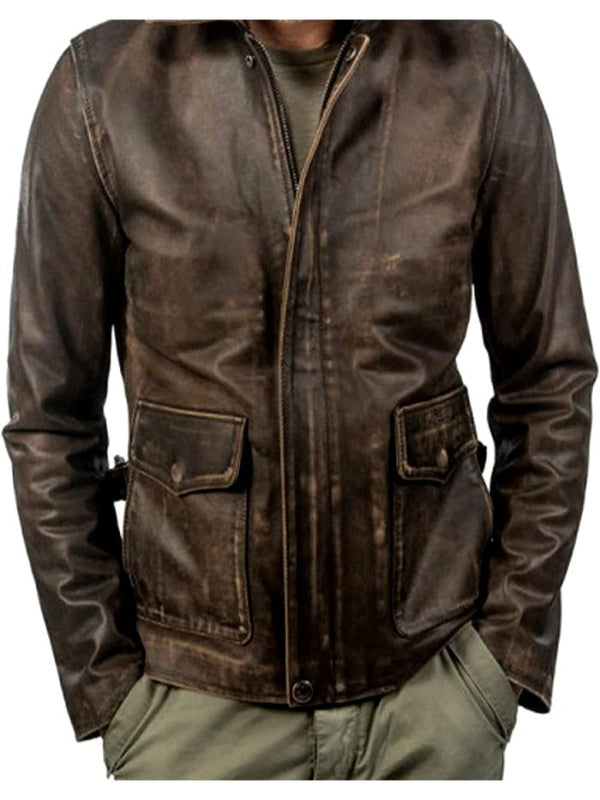 Indiana Jones and The Dial Of Destiny Distressed Leather Jacket on Sale