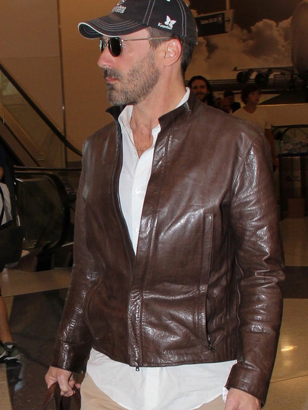 Jon Hamm Baby Driver Buddy Brown Leather Jacket Gifts For Him