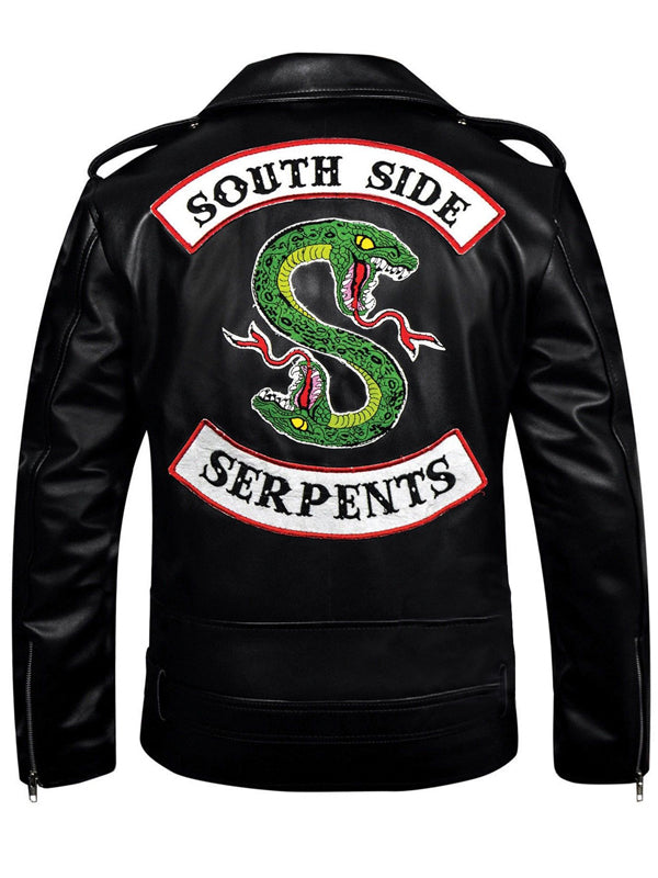 Jughead Jones Southside Serpents Snake Riverdale Black Leather Jacket Cosplay