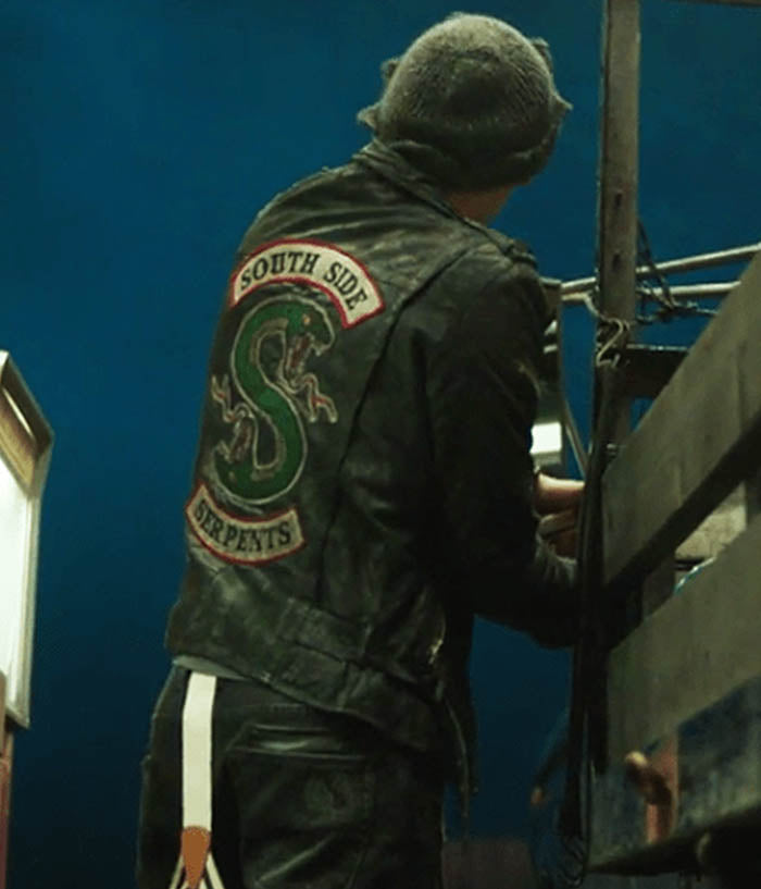 Jughead Jones Southside Serpents Snake Riverdale Black Leather Jacket UK Sale