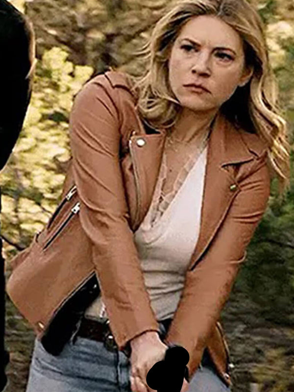 Katheryn Winnick Big Sky Brown Leather Jacket Shop now
