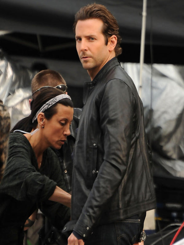 Limitless Bradley Cooper Biker Black Leather Jacket veste en cuir