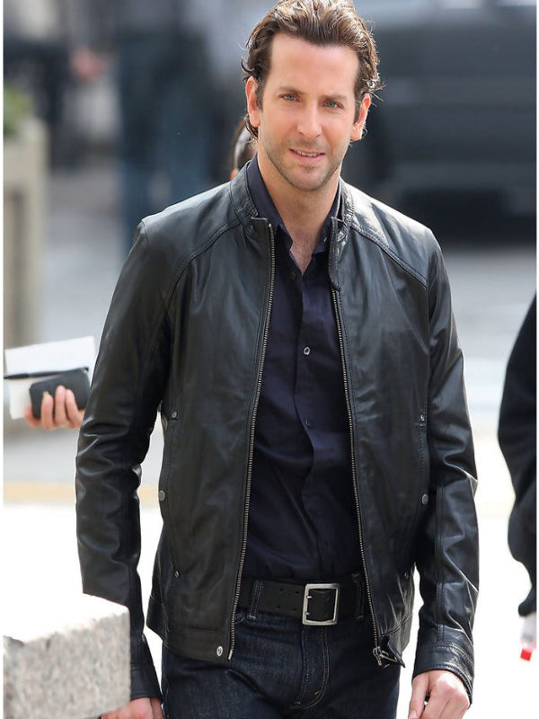 Limitless Bradley Cooper Biker Black Leather Jacket