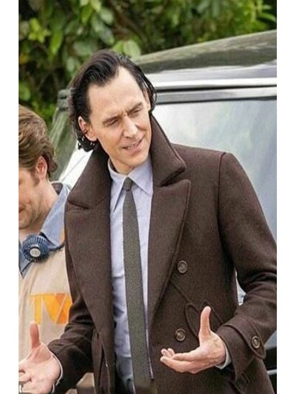 Loki Season 2 Tom Hiddleston Brown Wool Pea Coat Buy now