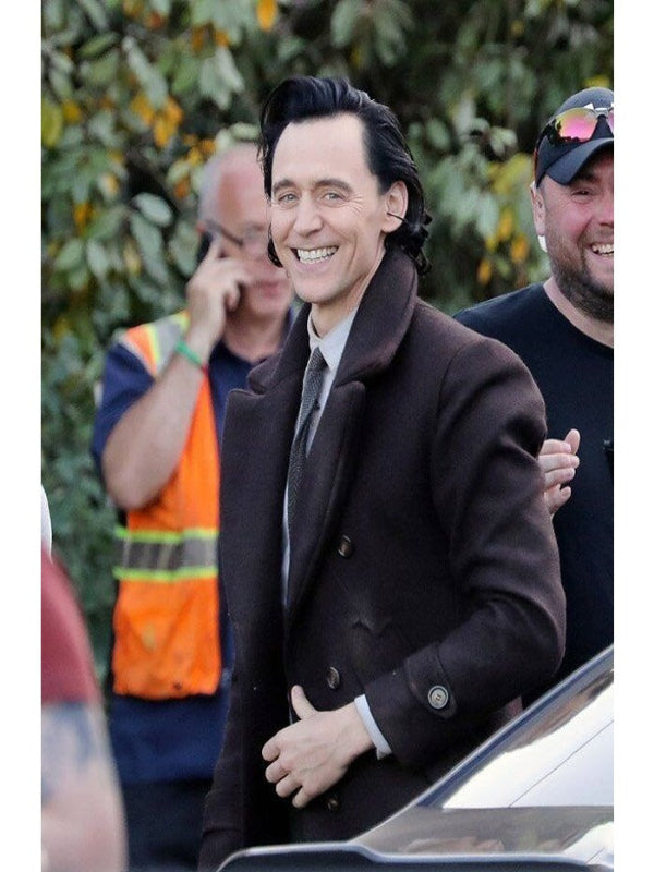 Loki Season 2 Tom Hiddleston Brown Wool Pea Coat Gifts for Him