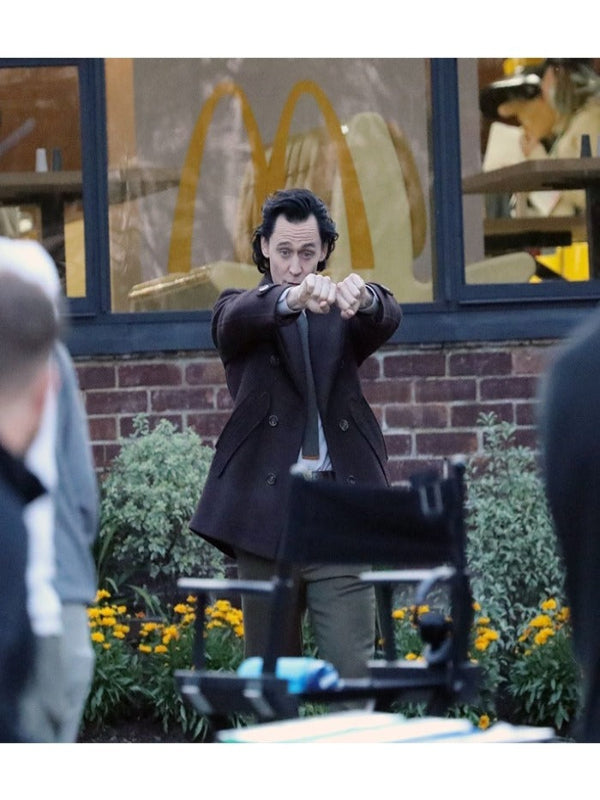 Loki Season 2 Tom Hiddleston Brown Wool Pea Coat Sale