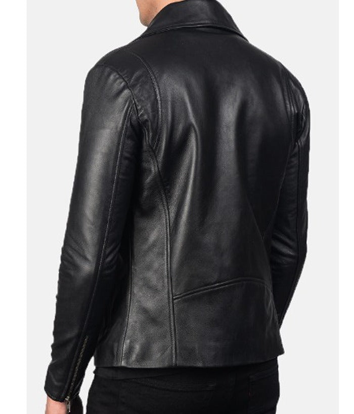 Mens Biker Black Brando Leather Jacket Buy now