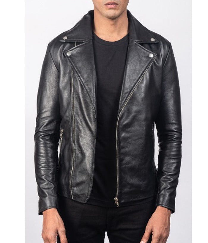 Mens Biker Black Brando Leather Jacket Shop now Winter Sale