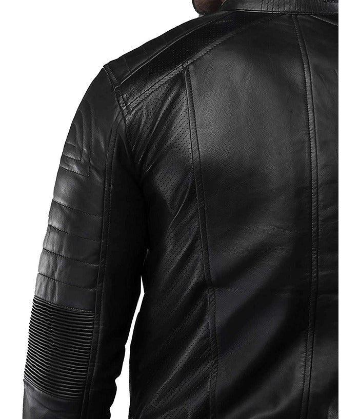 Mens Black Vintage Cafe Racer Leather Jacket Halloween Sale Biker