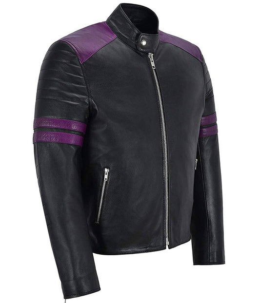 Mens Cafe Racer Vintage Black Motorcycle Leather Jacket Winter Sale