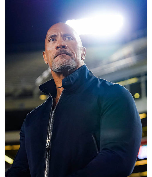 Mens Classic Dwayne Johnson Blue Cotton Jacket Gifts for Him