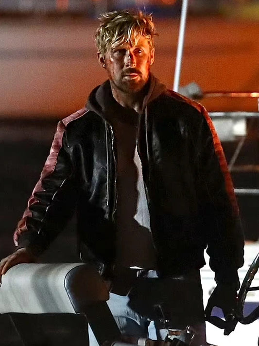 Miami Vice The Fall Guy Ryan Gosling Black Leather Jacket Celebrity Sale