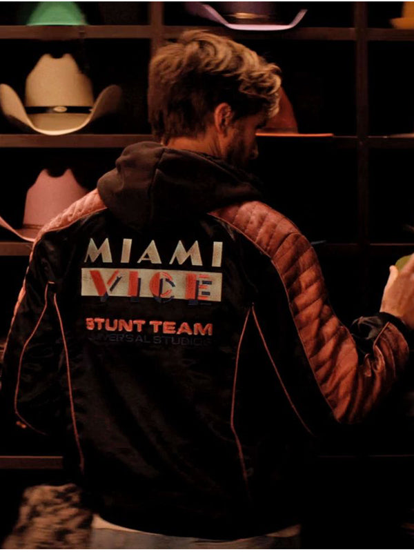 Miami Vice The Fall Guy Ryan Gosling Black Leather Jacket Easter Sale