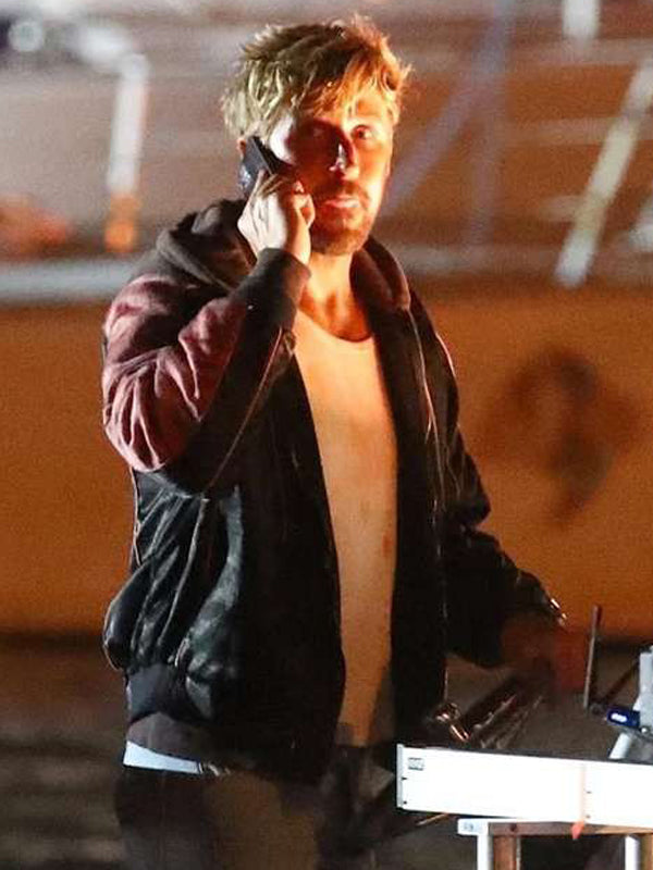 Miami Vice The Fall Guy Ryan Gosling Black Leather Jacket Winter Sale