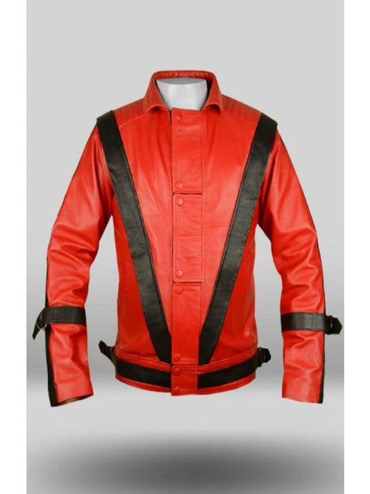 Michael Jackson Thriller Red Vintage Leather Jacket Free Shipping UK USA Canada