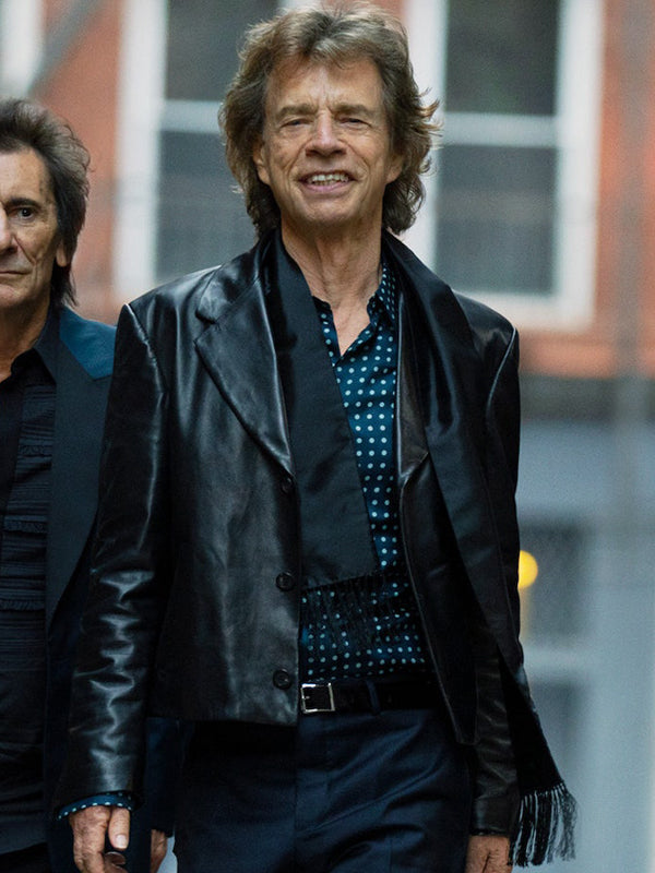 Mick Jagger Vintage Leather Black Blazer Black Friday Sale