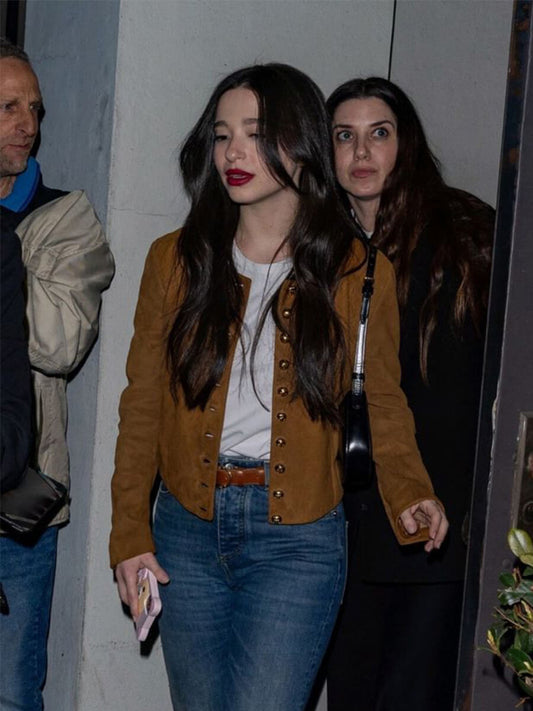 Mikey Madison Anora Brown Suede Jacket Shop now