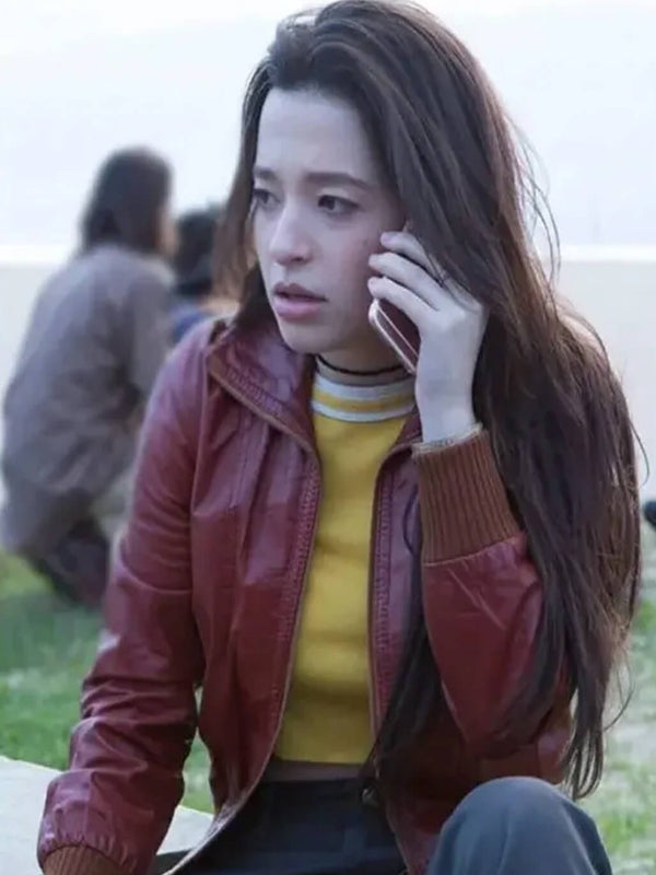 Mikey Madison Better Things S4 Maroon Leather Jacket