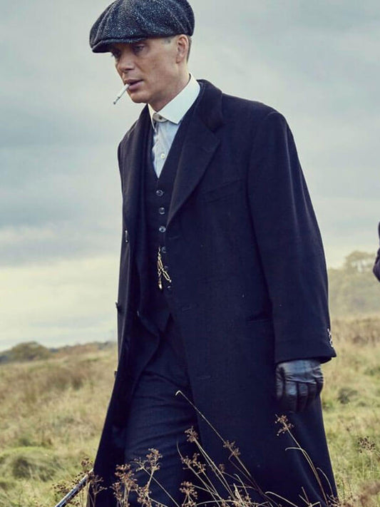 Peaky Blinders Tommy Shelby Blue Wool Trench Coat Christmas Sale