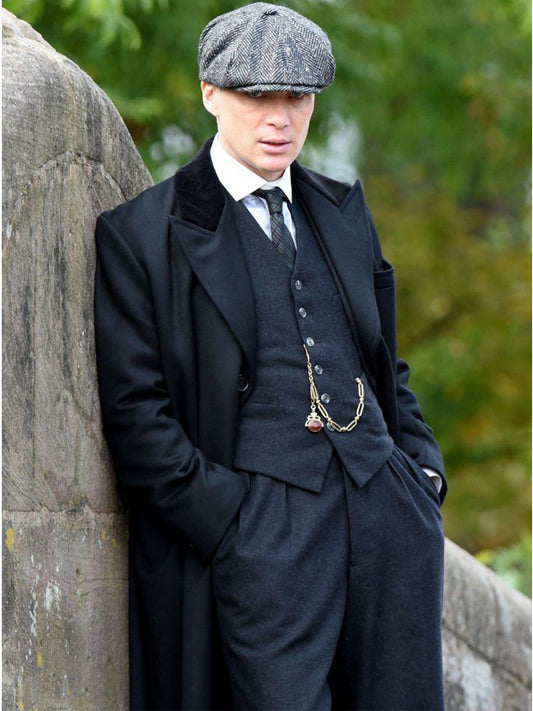 Peaky Blinders Tommy Shelby Vintage Blue Wool Coat Christmas Sale