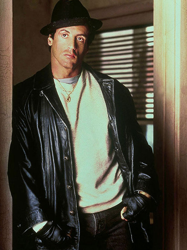 Rocky Sylvester Stallone Black Leather Coat Christmas sale
