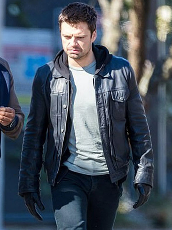 The Falcon And The Winter Soldier Sebastian Stan Leather Trucker Jacket Christmas Sale