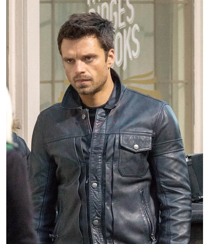 The Falcon And The Winter Soldier Sebastian Stan Leather Trucker Jacket Free Shipping UK USA Europe
